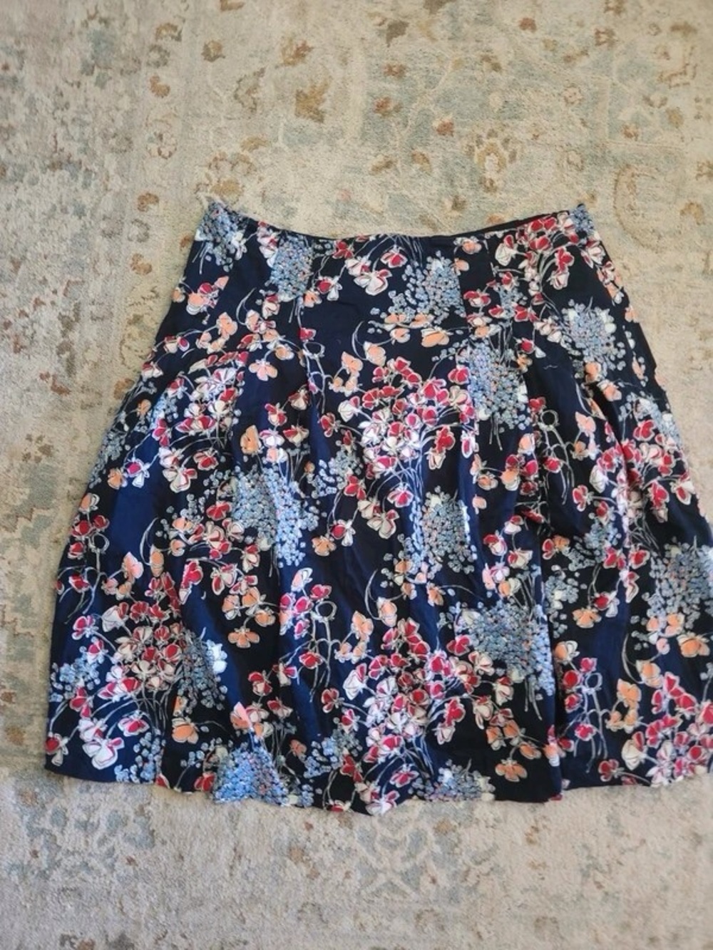 Navy Floral A-Line Skirt - Women's